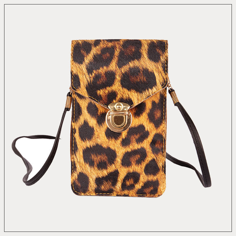 Retro leopard print phone bag