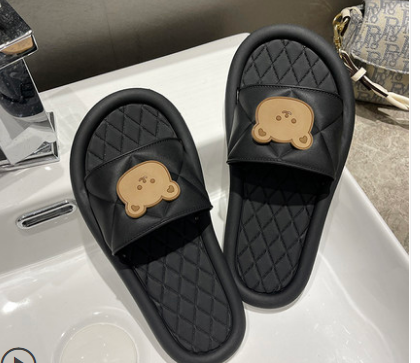 W Bear Slippers Female Home Non-slip Bathing Indoor And Outdoor Wear Soft Bottom Comfortable Sandals Male