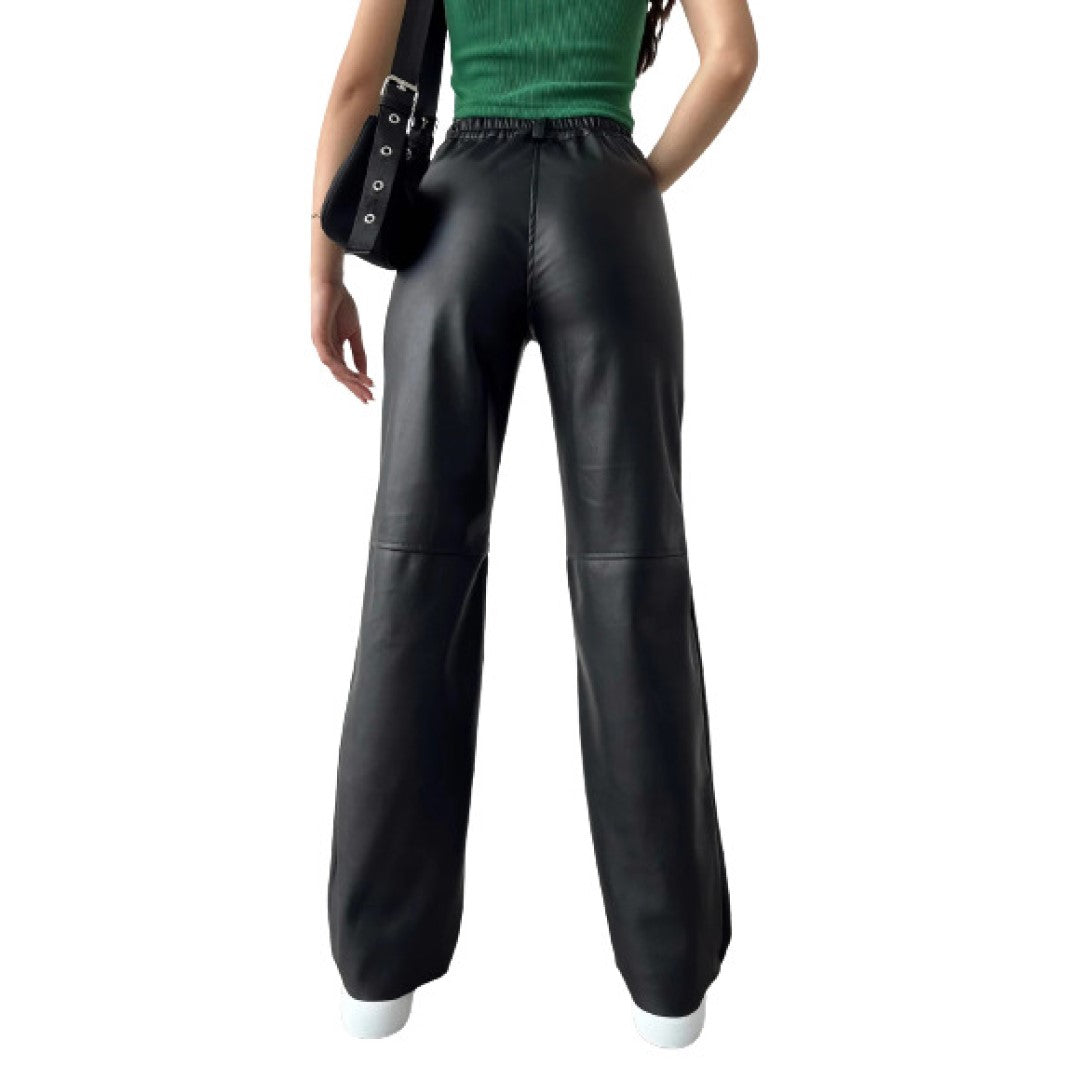 Cargo Style Leather Pants For Women