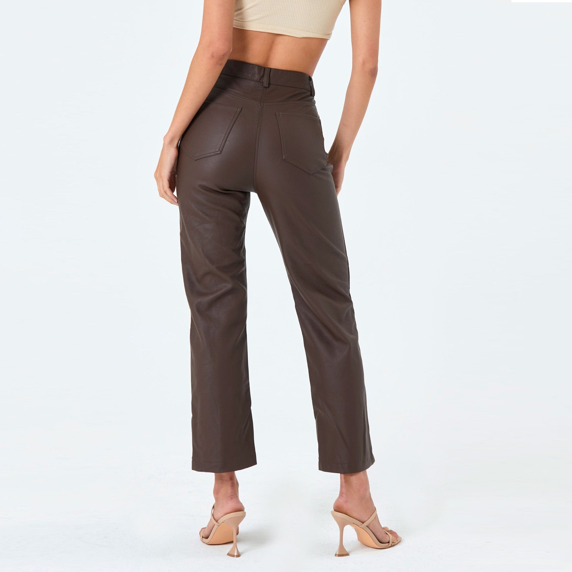 Brown Leather Trouser For Women